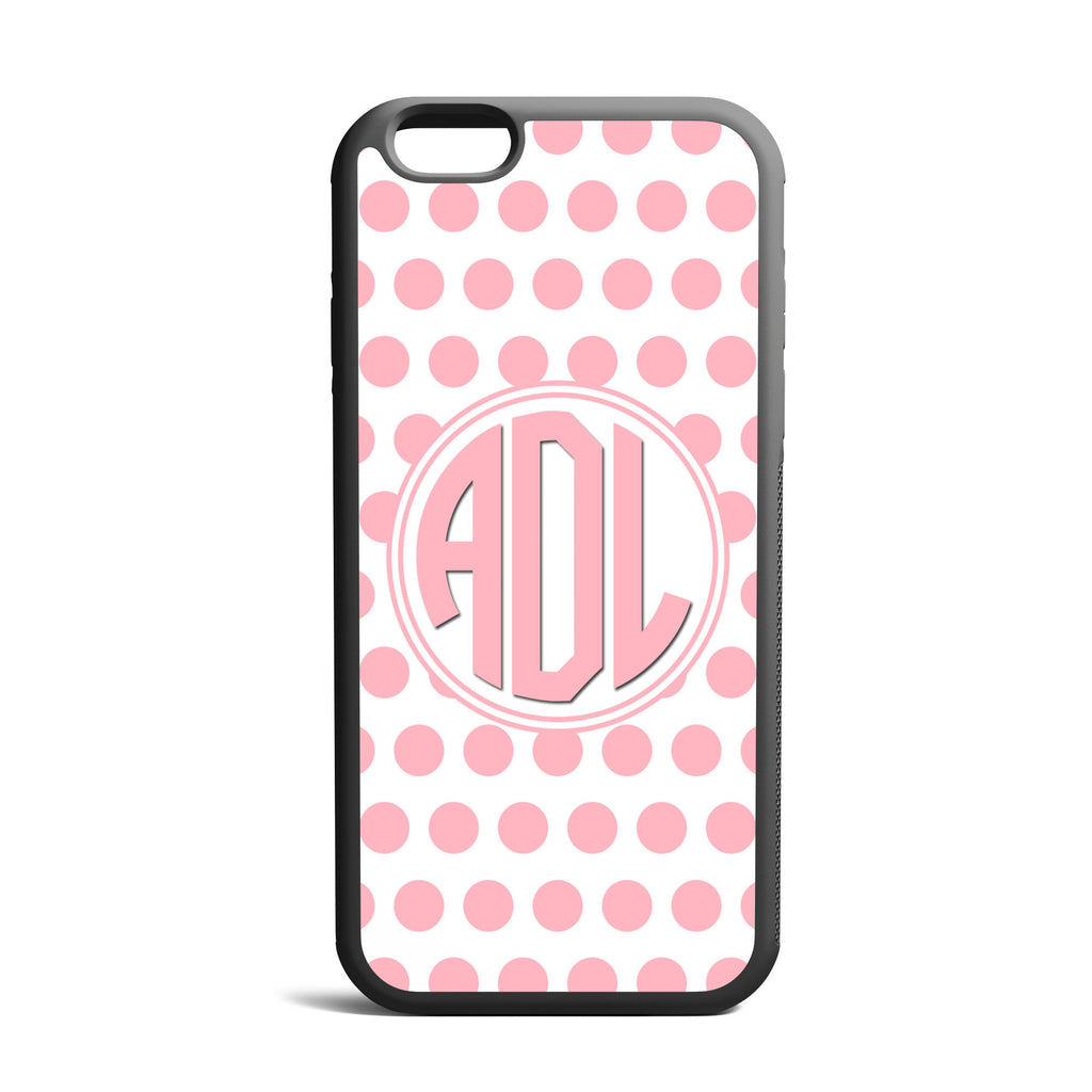 Pink Circle Pattern Custom Monogrammed iPhone Case