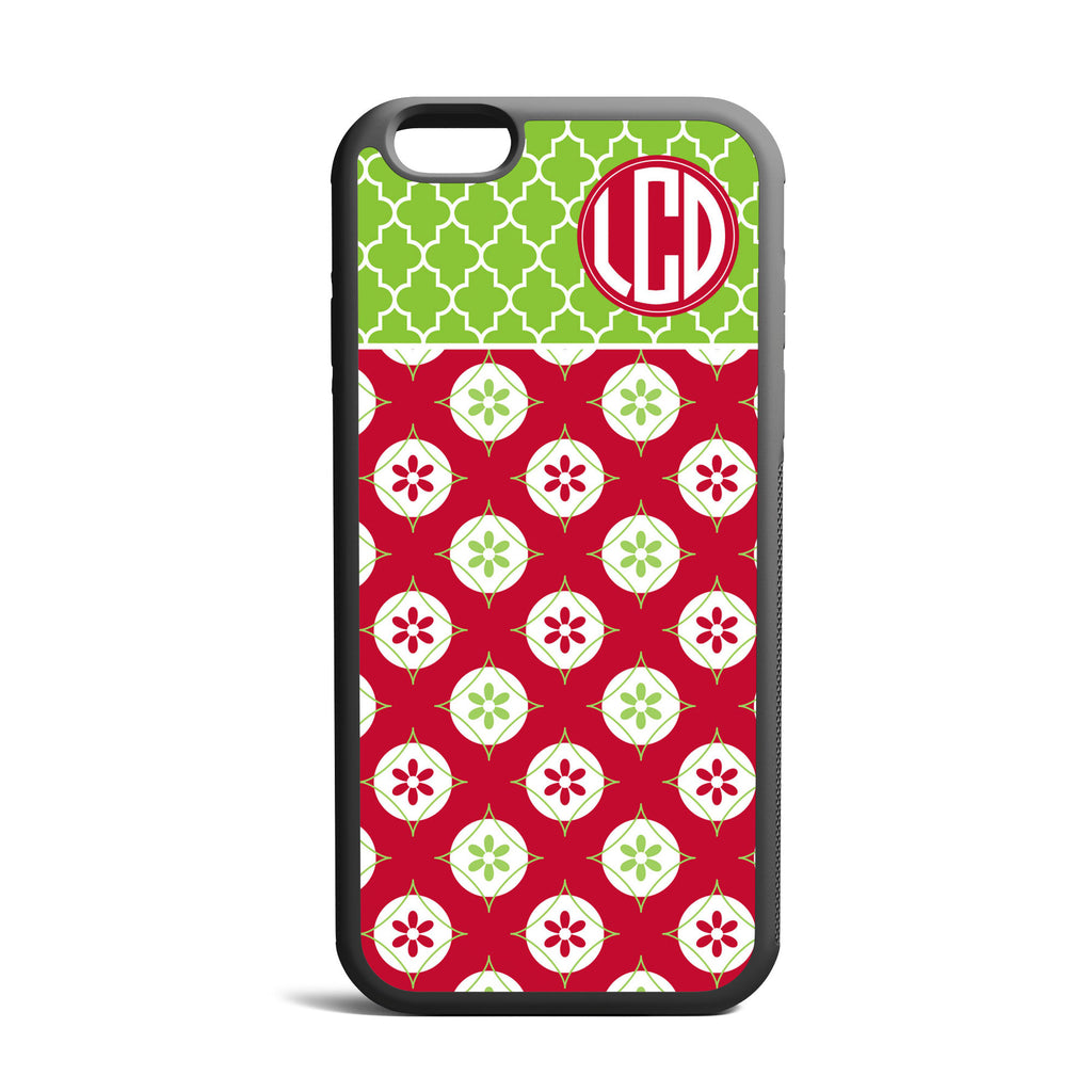 Retro Christmas Pattern Custom Monogrammed iPhone Case