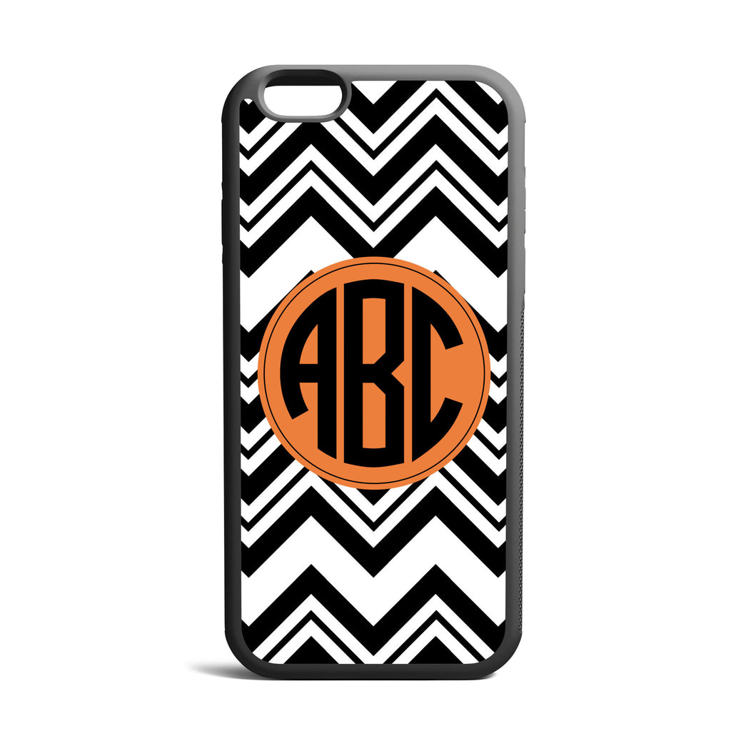Zig Zag Black Custom Monogrammed iPhone Case