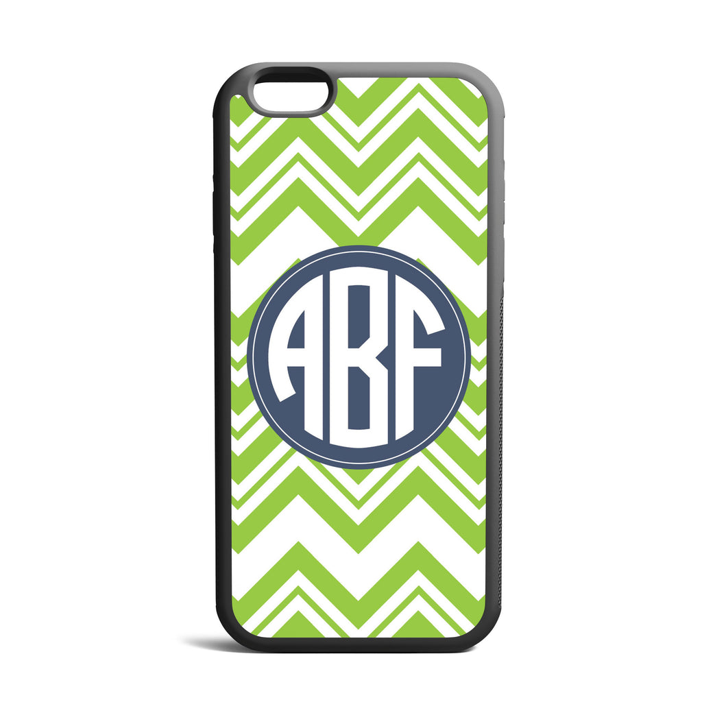 Zig Zag Green Custom Monogrammed iPhone Case