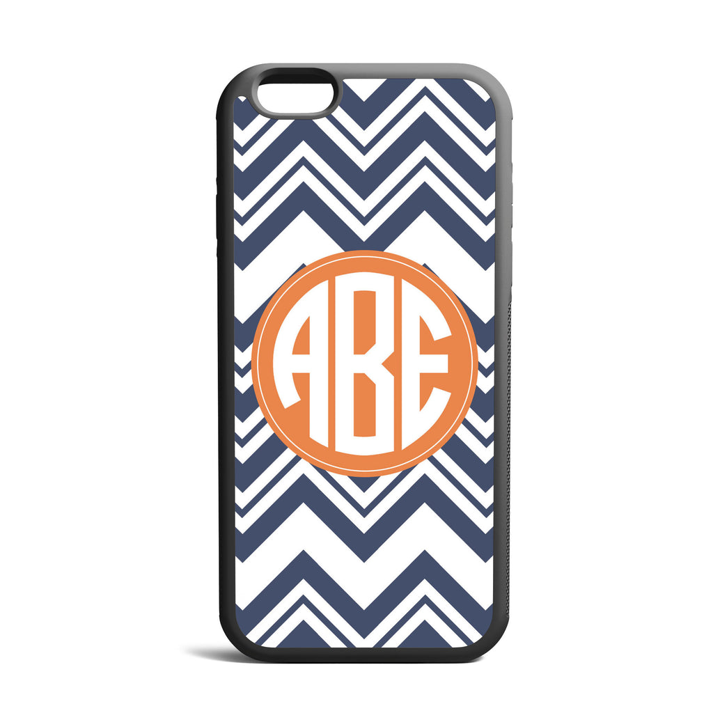 Zig Zag Navy Custom Monogrammed iPhone Case