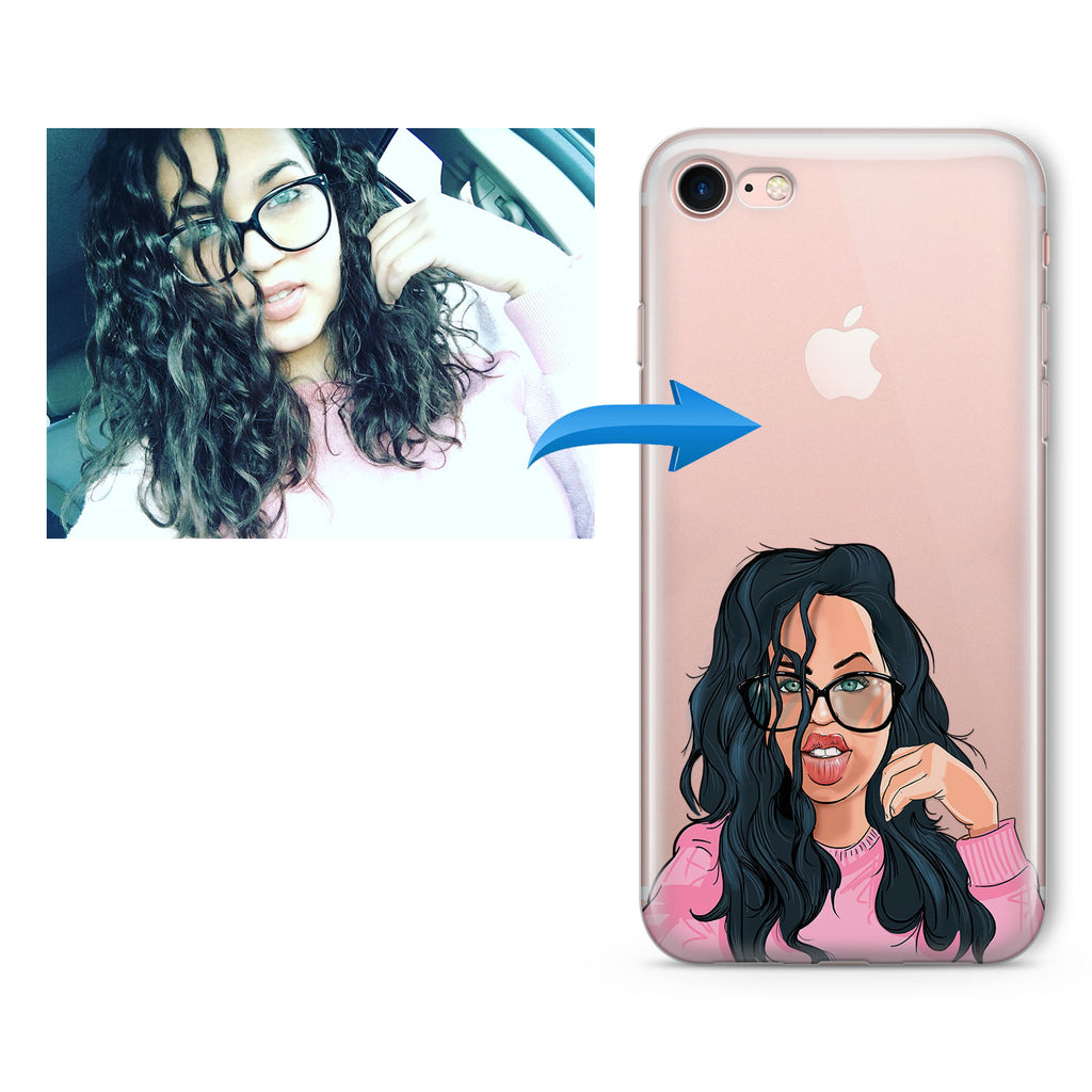 Custom Illustrated Cartoon Photo iPhone Clear Case