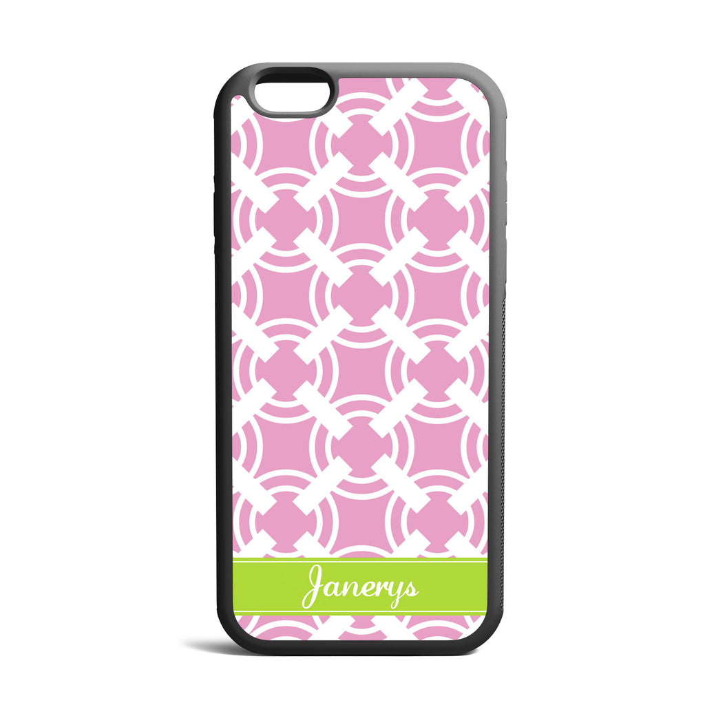 Interlock Pink With Custom Name iPhone Case