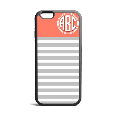 Light Red Stripes White Custom Monogrammed iPhone Case